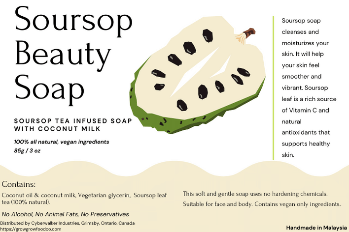 soursop soap - coconut milk version label